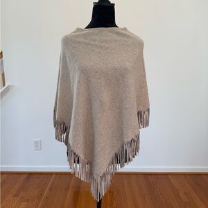 Beryll Cashmere and Leather Fringe Poncho
